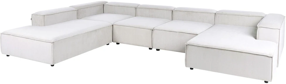 Beliani ARDAL 5 vietų modulinė kampinė sofa, spalva: kreminė balta, medžiaga: velvetas