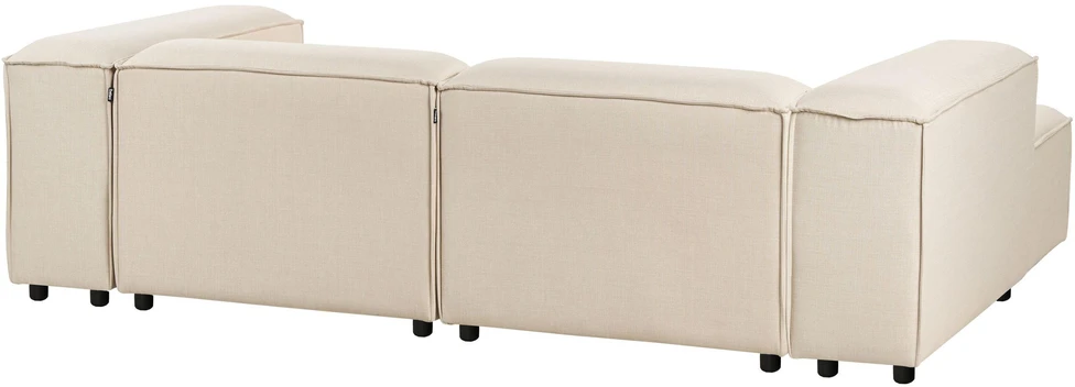 Beliani ARDAL modulinė kampinė sofa 2 asmenims su pufu, smėlio spalvos, dešinė pusė