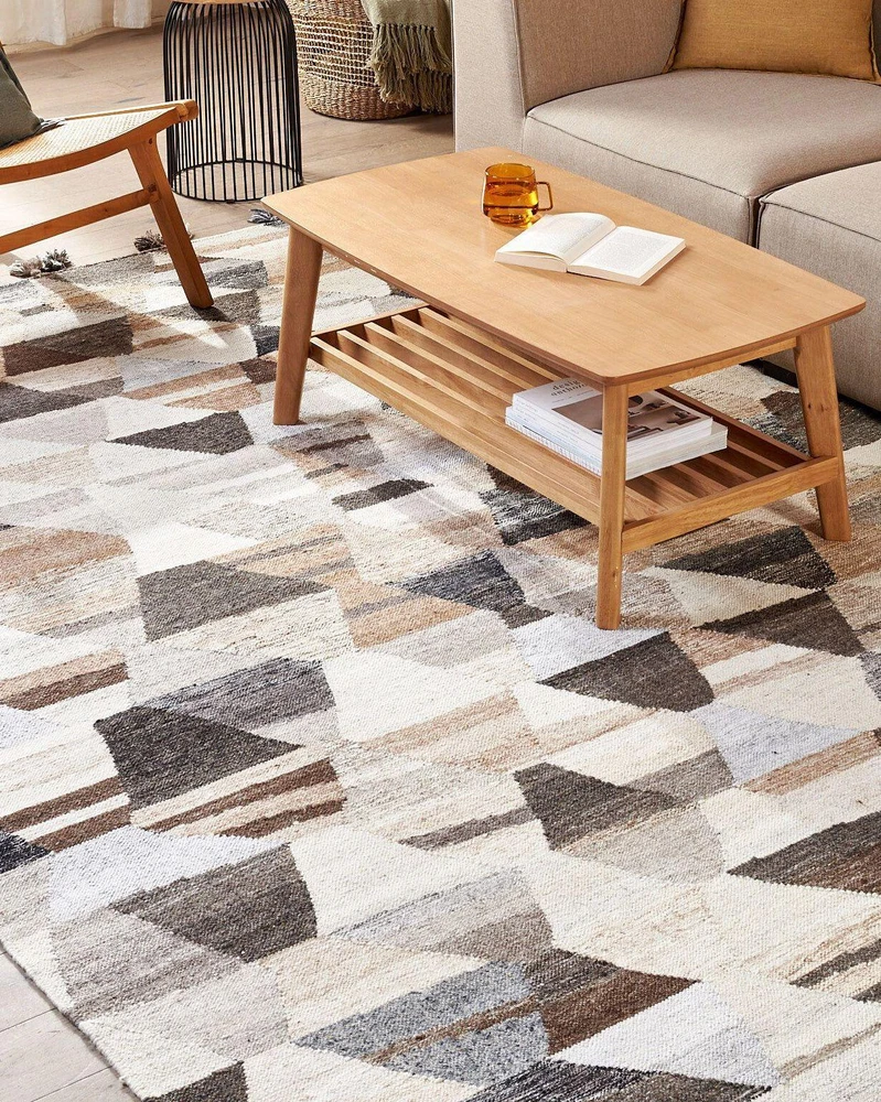 Beliani ARGAVAND kilimas smėlio spalvos 160 x 230 cm vilnonis