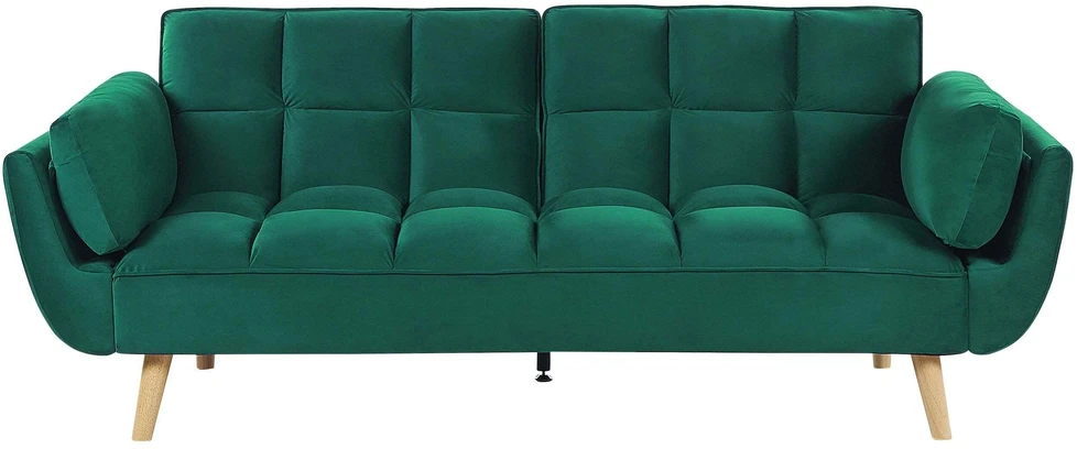 Beliani ASBY 3 vietų išskleidžiama sofa, veliūras, žalia
