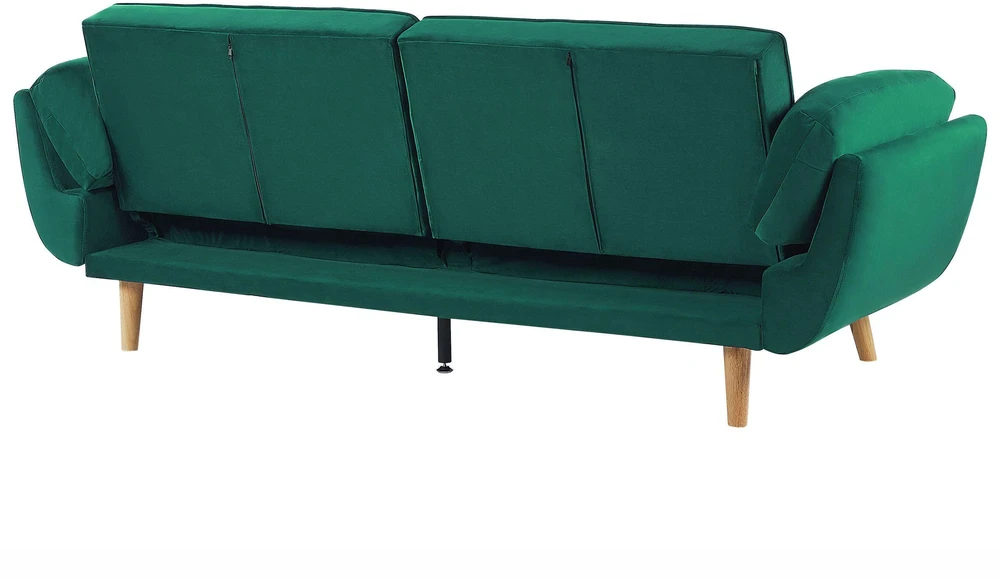 Beliani ASBY 3 vietų išskleidžiama sofa, veliūras, žalia