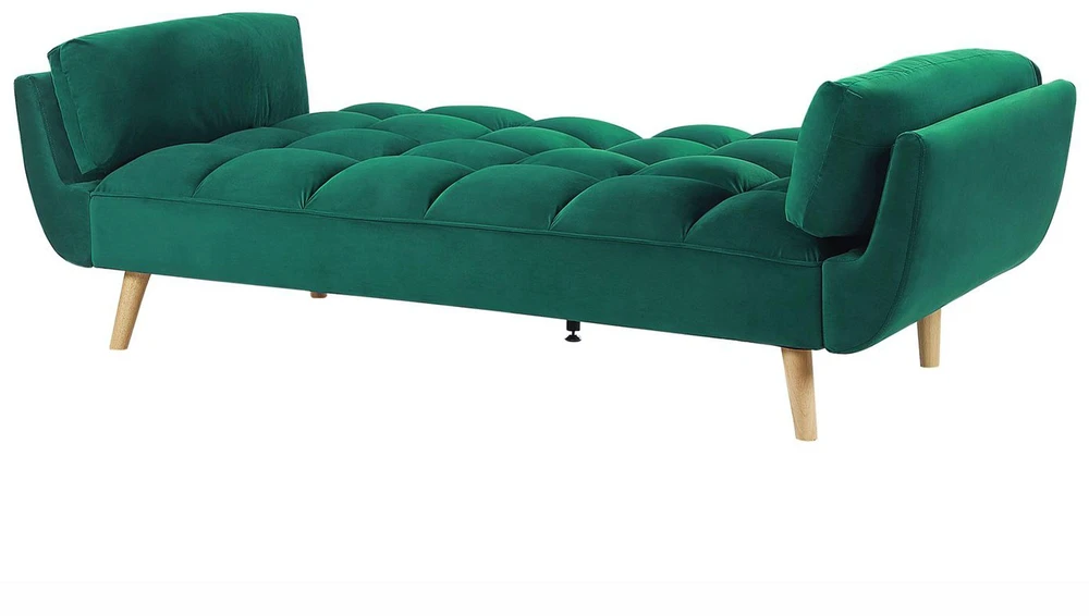 Beliani ASBY 3 vietų išskleidžiama sofa, veliūras, žalia