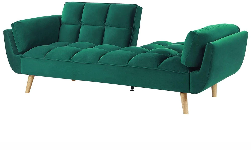 Beliani ASBY 3 vietų išskleidžiama sofa, veliūras, žalia
