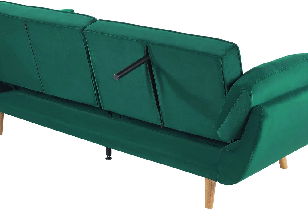 Beliani ASBY 3 vietų išskleidžiama sofa, veliūras, žalia
