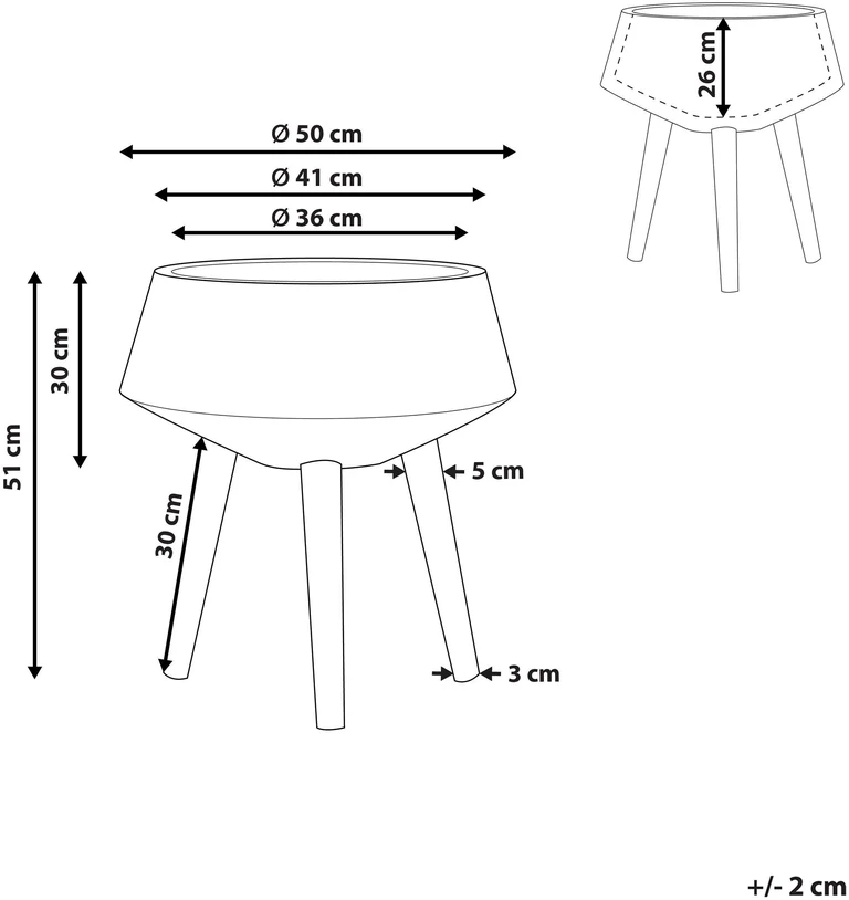 Beliani Augalų vazonas su kojelėmis VARDIANI 50 cm auksinis
