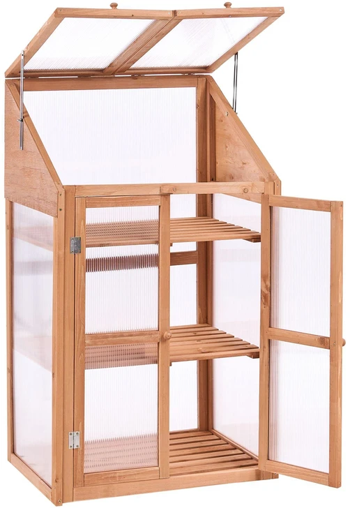 Beliani Balkoninis šiltnamis VOLVERA, eglės mediena, šviesiai rudas, 49 cm