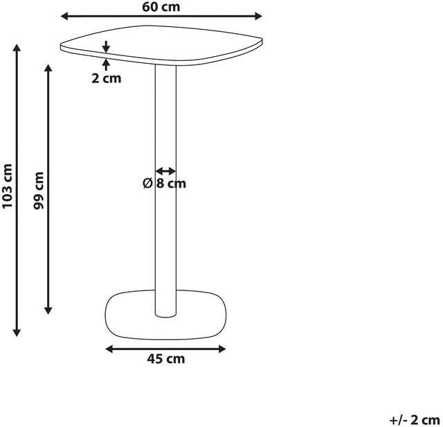 Beliani Baro stalas MORELLA juodos/tamsiai rudos spalvos 60 cm 60 cm