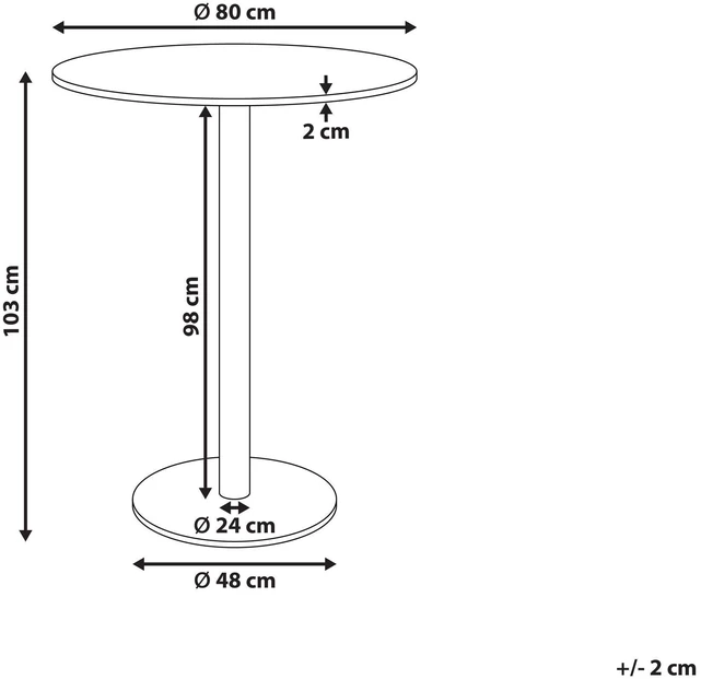 Beliani Baro stalas MORELLA šviesiai rudas / baltas 80 cm 80 cm
