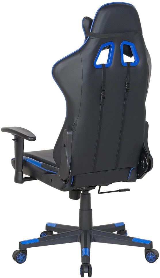 Beliani Birojo kėdė GAMER ekologiška oda tamsiai mėlyna