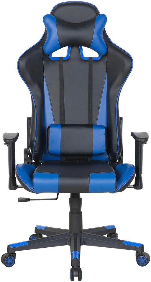 Beliani Birojo kėdė GAMER ekologiška oda tamsiai mėlyna