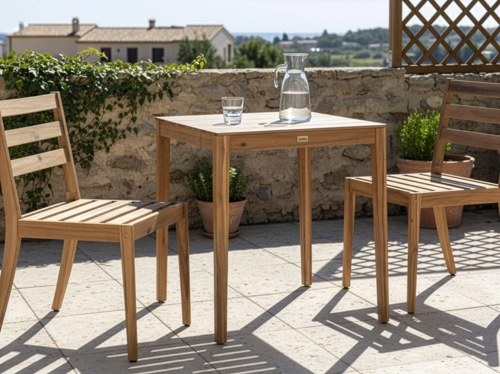 Beliani Bistro stalas CHIOGGIA 70 cm x 70 cm, sertifikuota akacijos mediena, šviesiai rudas