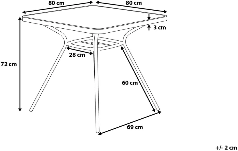Beliani Bistro stalas LIVO 80 cm 80 cm Stiklas Juodas