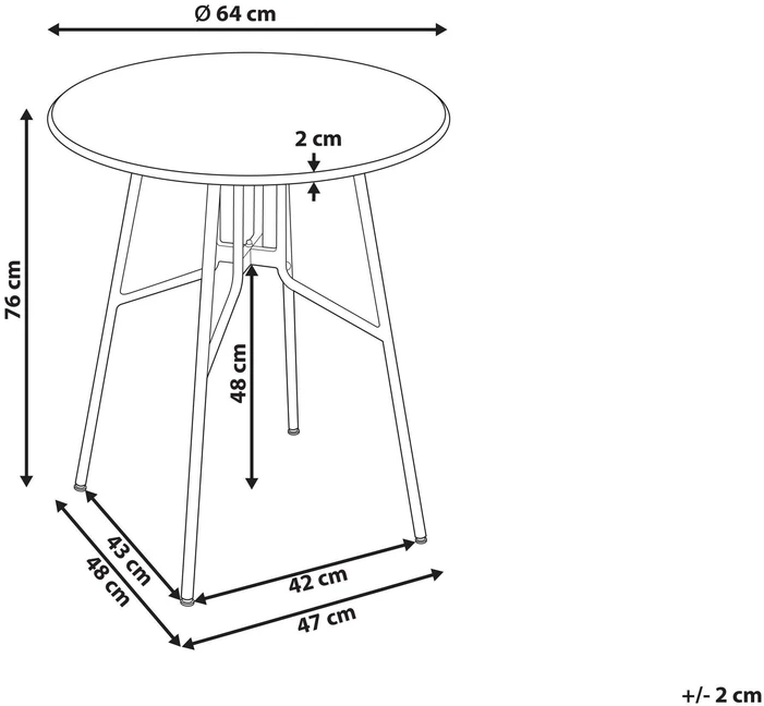 Beliani Bistro stalas TALTAL 64 cm 64 cm metalinis pilkas