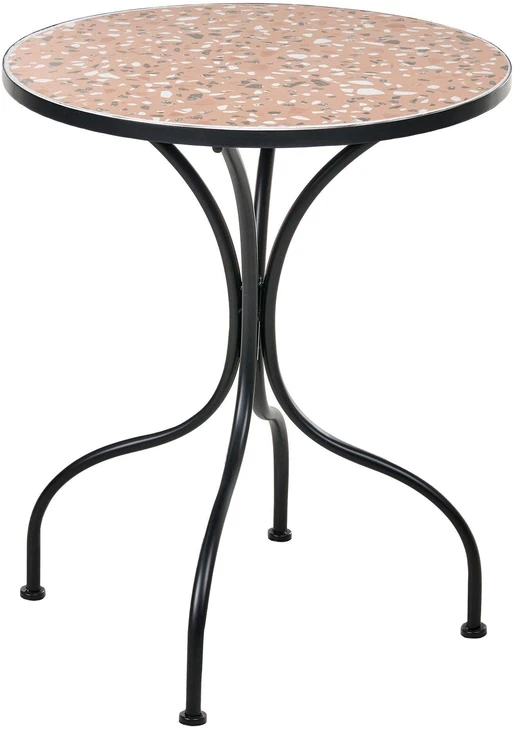Beliani Bistro staliukas ADRANO 60 cm 60 cm Teraco efektas metalinis juodas