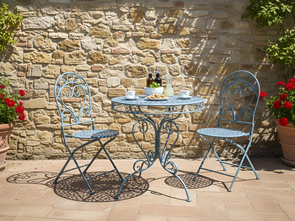 Beliani Bistro staliukas ALBINIA, 70 × 70 cm, metalinis, mėlynas