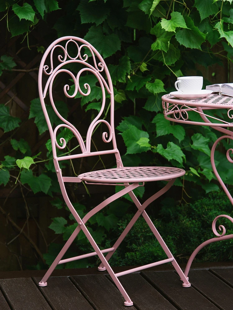 Beliani Bistro staliukas ALBINIA 70 cm, metalinis, rožinis