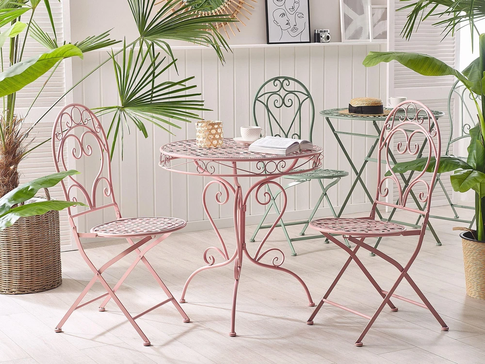 Beliani Bistro staliukas ALBINIA 70 cm, metalinis, rožinis