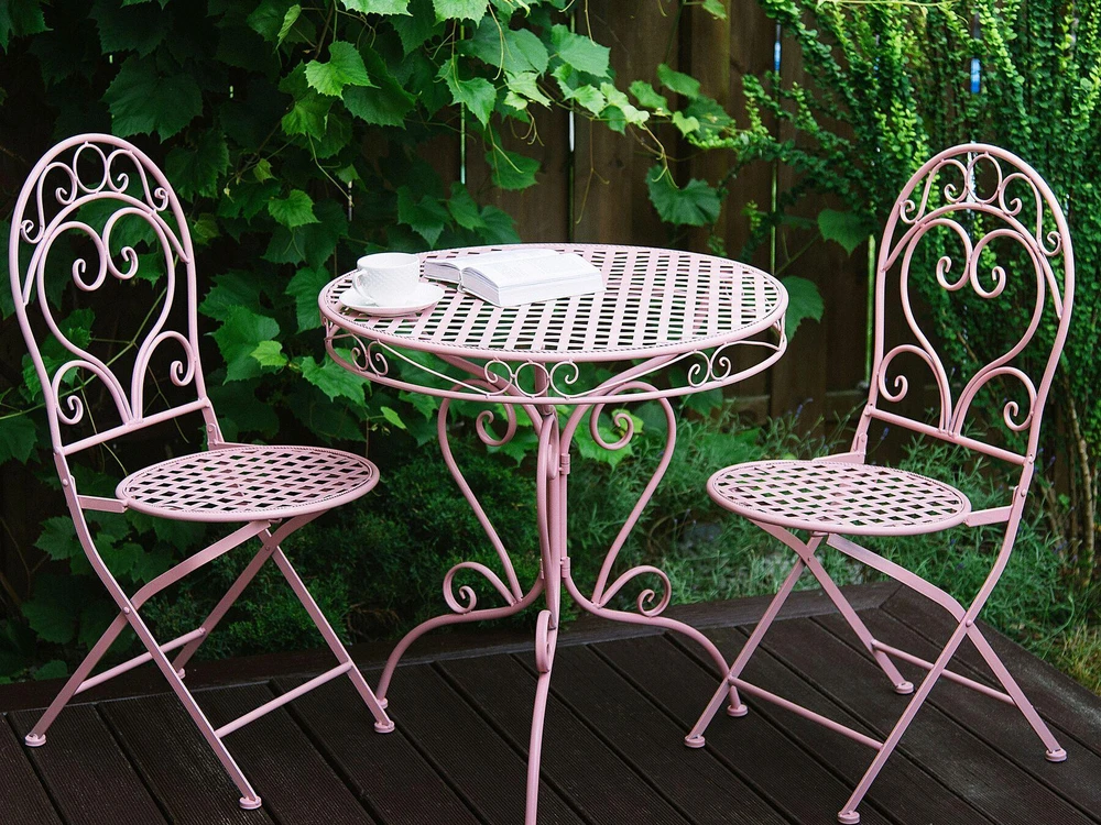 Beliani Bistro staliukas ALBINIA 70 cm, metalinis, rožinis