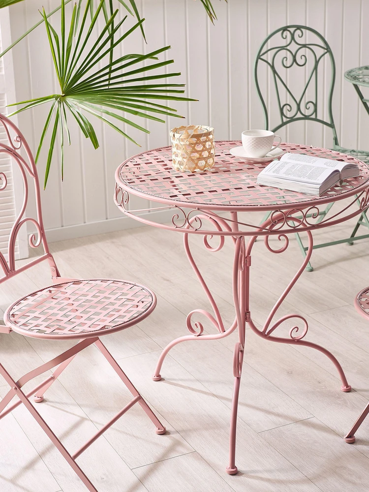 Beliani Bistro staliukas ALBINIA 70 cm, metalinis, rožinis