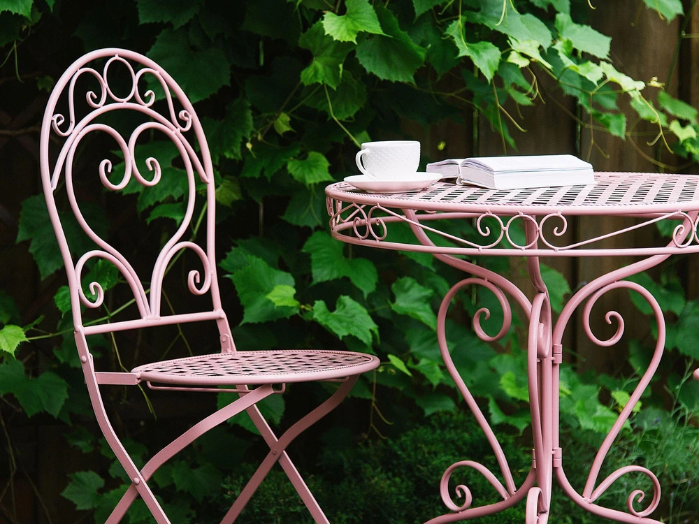 Beliani Bistro staliukas ALBINIA 70 cm, metalinis, rožinis