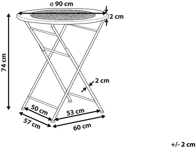 Beliani Bistro staliukas BIVIO 90 cm skersmens, metalinis, kreminės spalvos