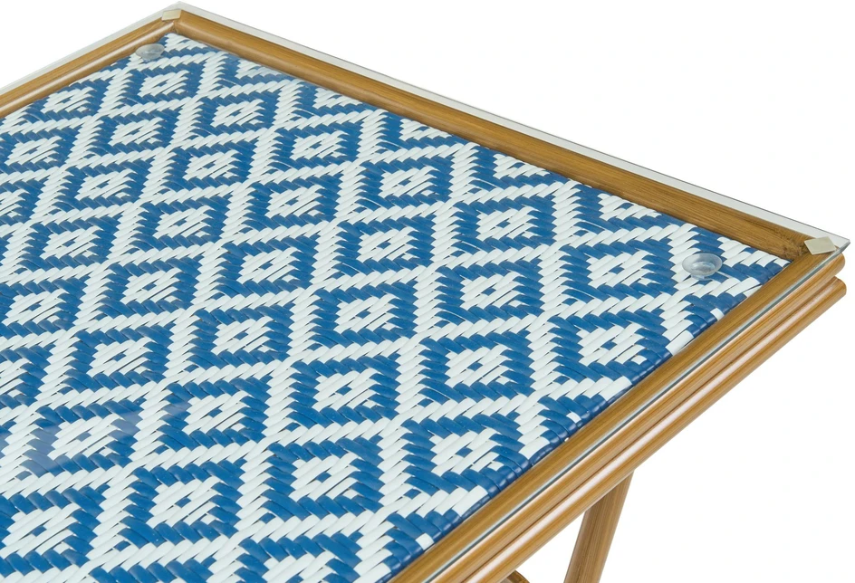 Beliani Bistro staliukas CASPRI 80 cm 80 cm technoratanas mėlyna/balta