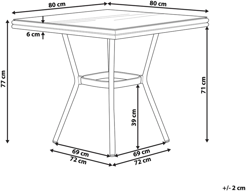 Beliani Bistro staliukas CASPRI 80 cm 80 cm technoratanas mėlyna/balta