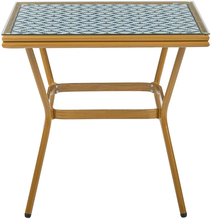 Beliani Bistro staliukas CASPRI 80 cm 80 cm technoratanas mėlyna/balta