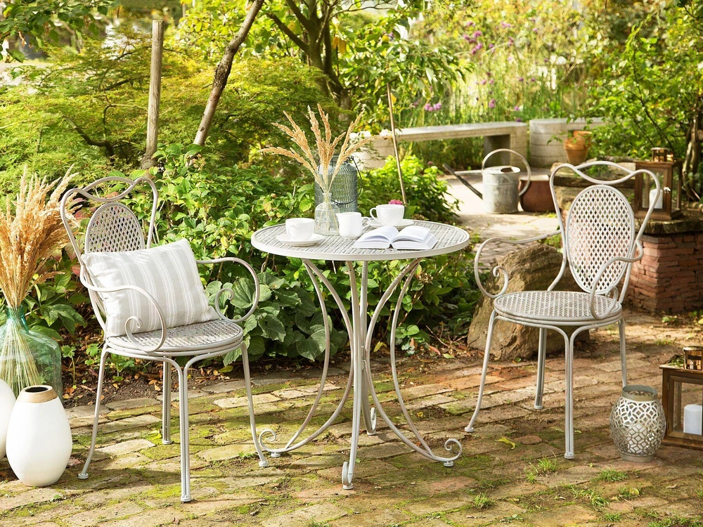 Beliani Bistro staliukas CILENTO 71 cm 71 cm metalinis pilkas