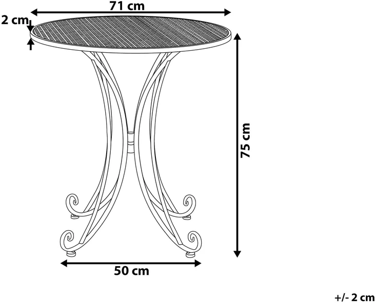 Beliani Bistro staliukas CILENTO 71 cm 71 cm metalinis pilkas