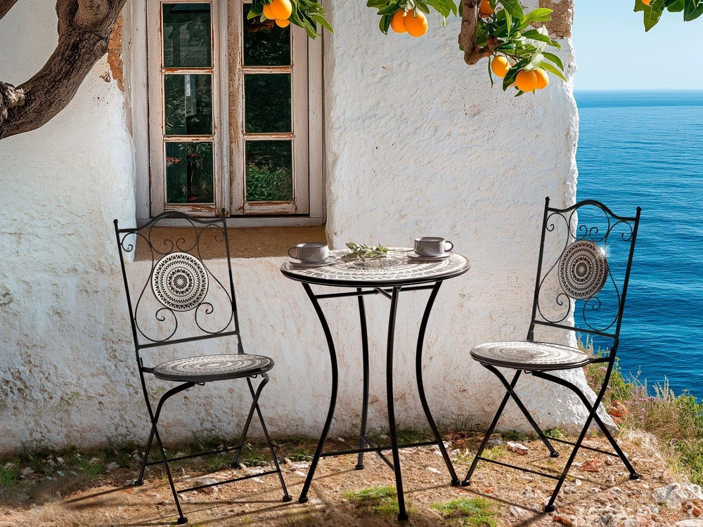 Beliani Bistro staliukas COMISO, 60 × 60 cm, metalinis, juodas ir baltas