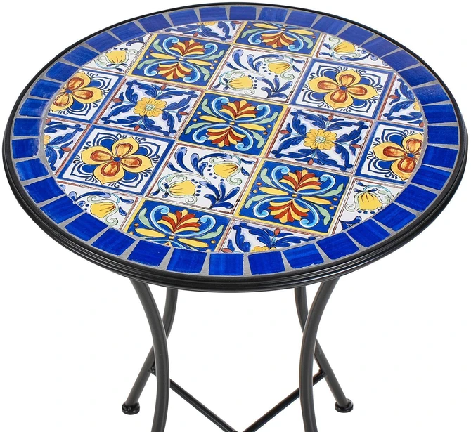Beliani Bistro staliukas CORIANO, 60 × 60 cm, metalinis, mėlynas