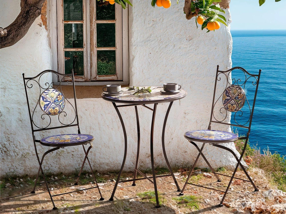 Beliani Bistro staliukas CORIANO, 60 × 60 cm, metalinis, mėlynas