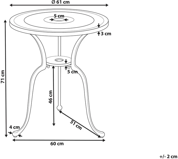 Beliani Bistro staliukas DASCIO 61 cm, metalinis, kreminės spalvos