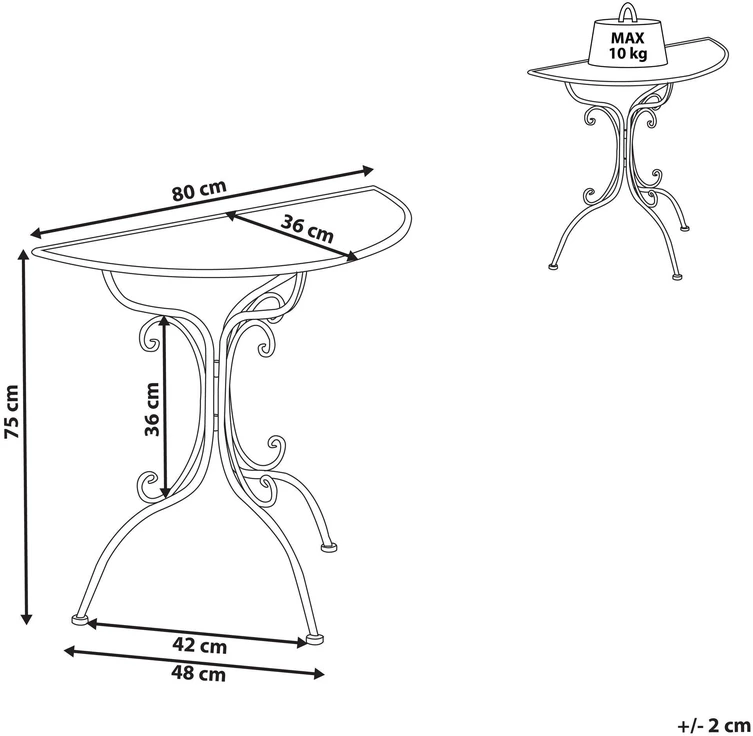 Beliani Bistro staliukas NURRA 80 × 36 cm, metalinis, pilkas