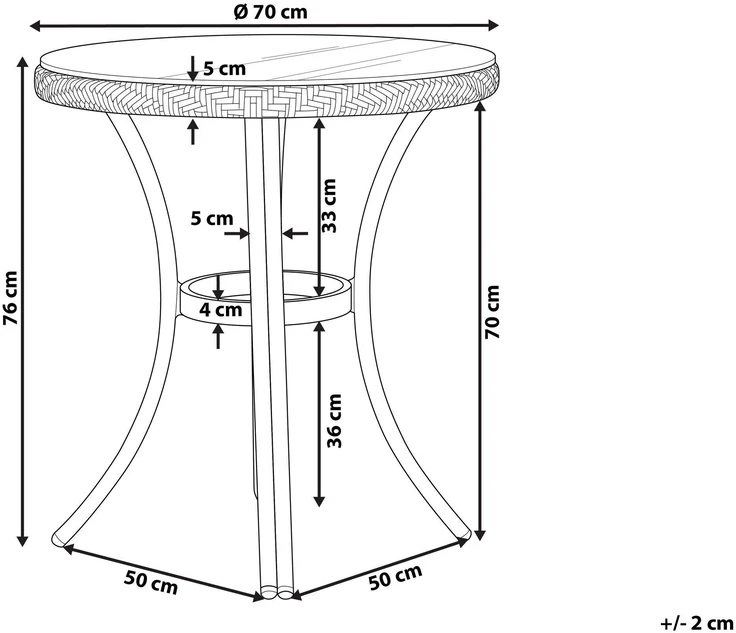 Beliani Bistro staliukas RIFREDDO 70 cm, grūdintas stiklas, mėlynas