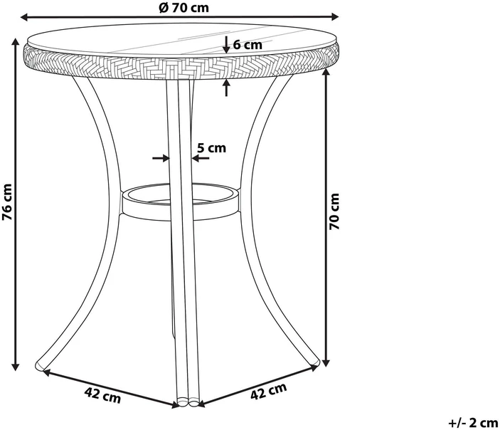 Beliani Bistro staliukas RIFREDDO 70 cm grūdintas stiklas juodas