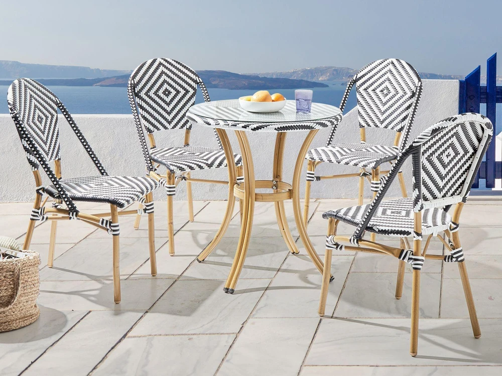Beliani Bistro staliukas RIFREDDO 70 cm grūdintas stiklas juodas