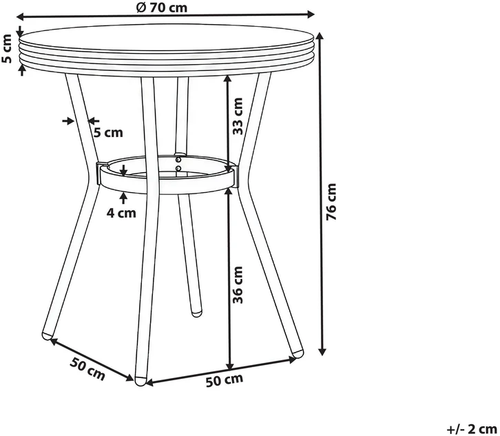 Beliani Bistro staliukas RIFREDDO 70 cm Grūdintas stiklas Pilkas