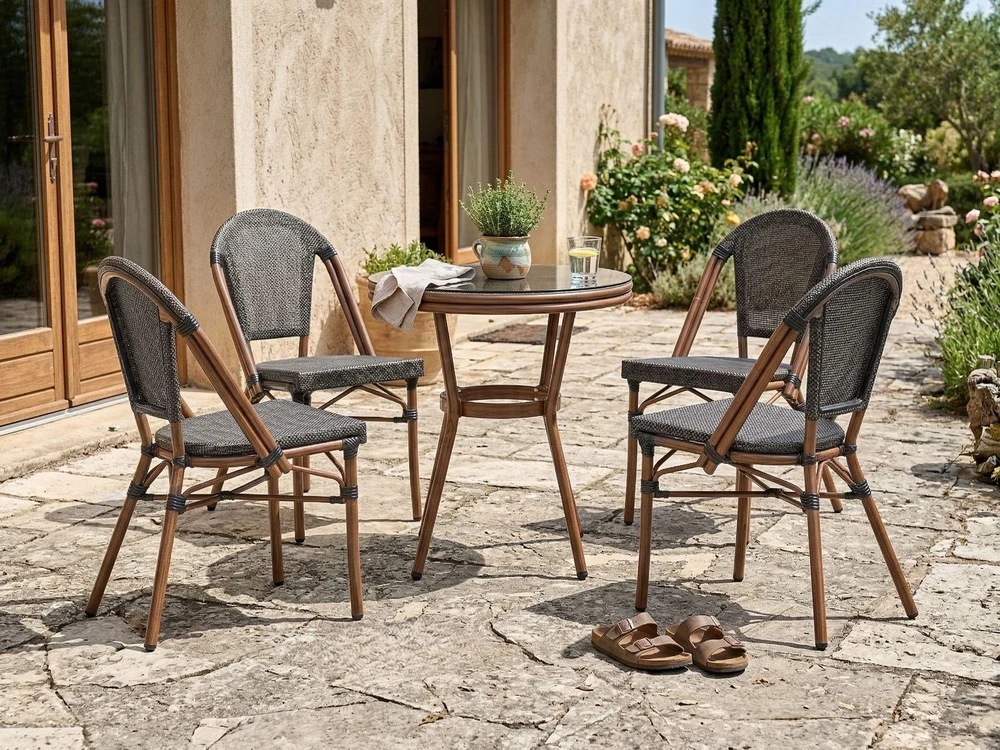 Beliani Bistro staliukas RIFREDDO 70 cm Grūdintas stiklas Pilkas