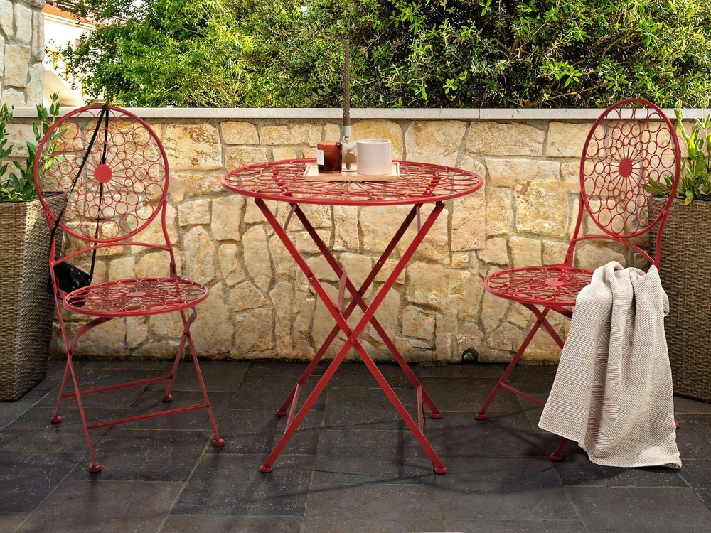 Beliani Bistro staliukas SCARIO 70 cm Metalinis Raudonas