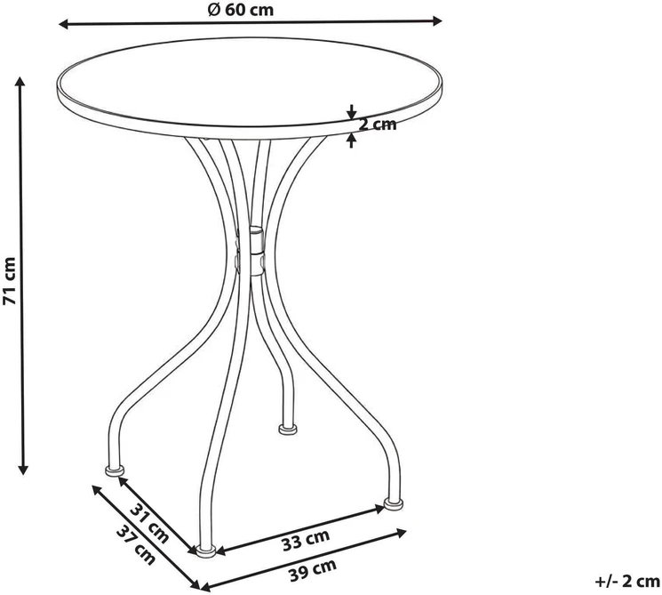 Beliani Bistro staliukas SIPONTO 60 × 60 cm, metalinis, baltas ir mėlynas