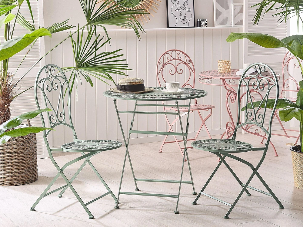 Beliani Bistro staliukas TRENTO 70 cm 70 cm Metalas šviesiai žalias