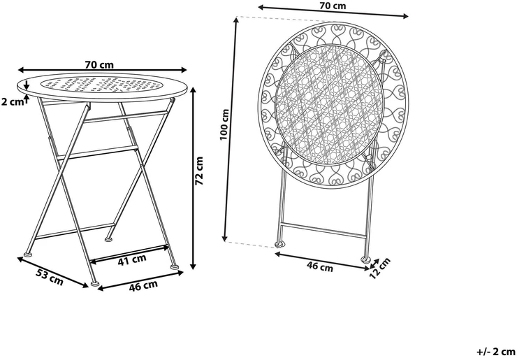 Beliani Bistro staliukas TRIESTE 70 cm 70 cm metalinis šviesiai smėlinis