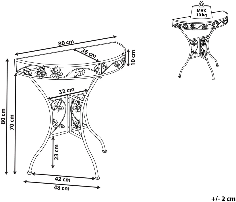 Beliani Bistro staliukas YAVIZA 80 × 36 cm, metalinis, šviesiai smėlinis