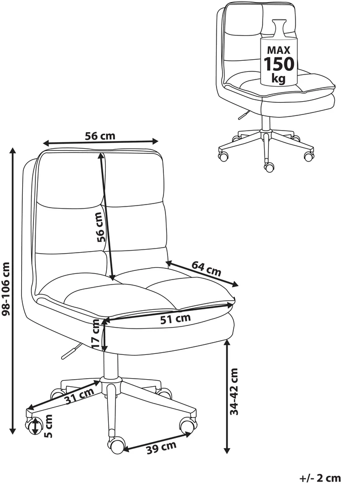 Beliani Biuro kėdė ADDISON Boucle persikinė