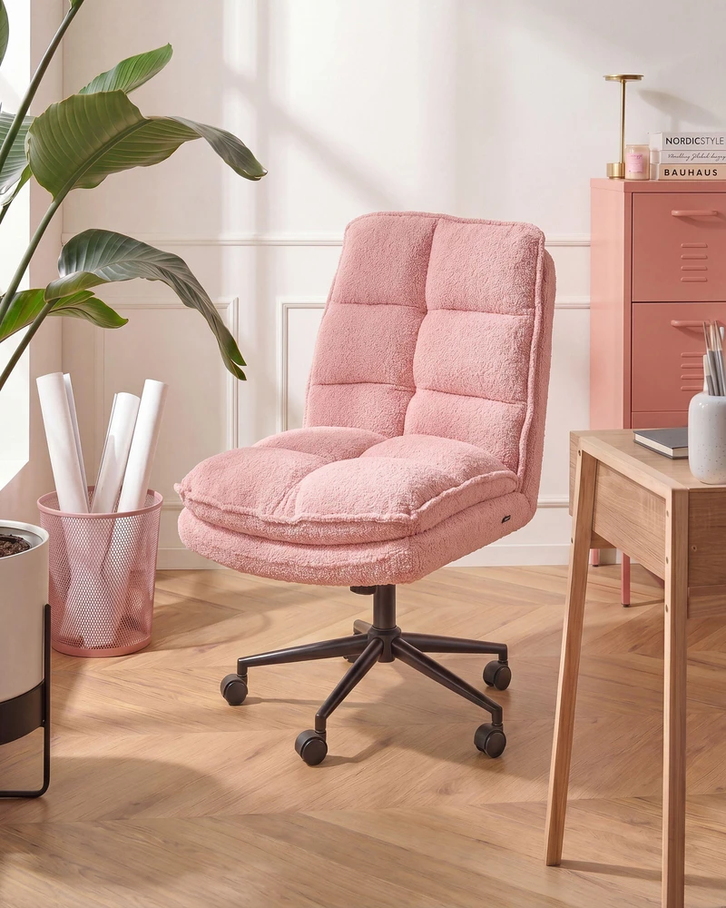 Beliani Biuro kėdė ADDISON Boucle Rožinė
