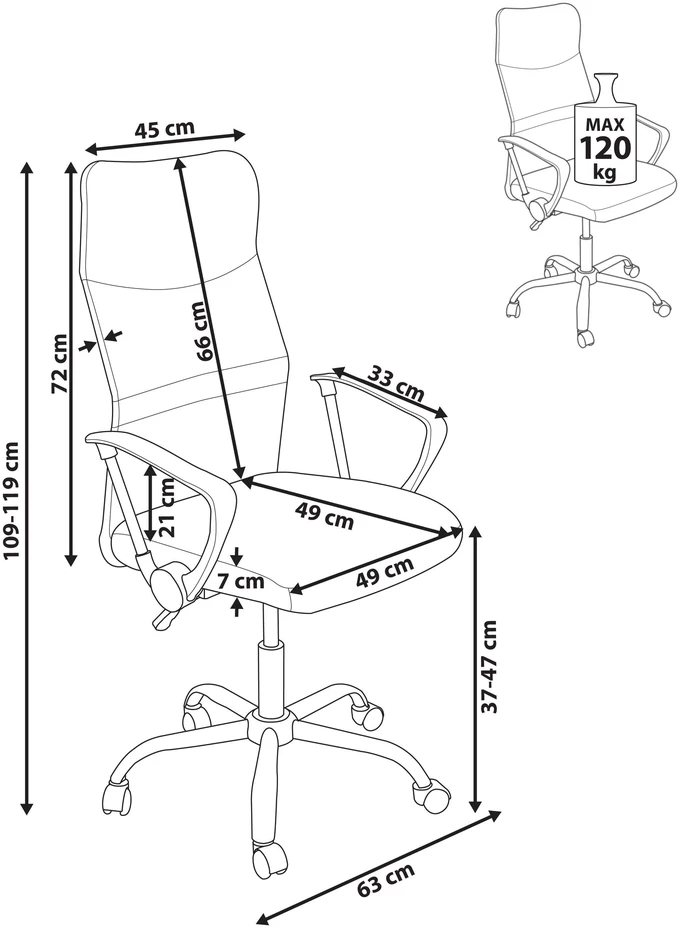Beliani Biuro kėdė DESIGN pilka