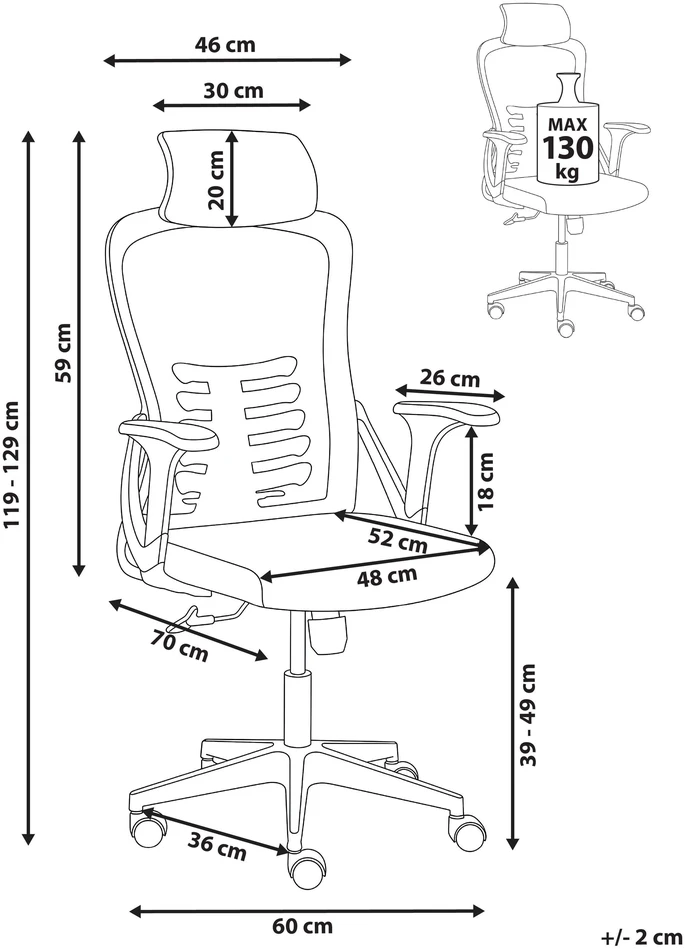 Beliani Biuro kėdė ERGONOX pilka
