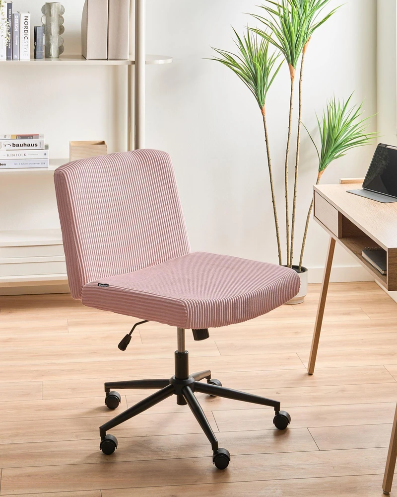 Beliani Biuro kėdė GEDDES velvetinė pastelinė rožinė